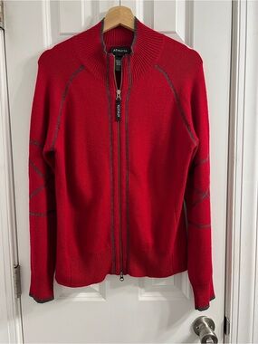 Athleta Women’s Red Full-Zip Knit Sweater- Large